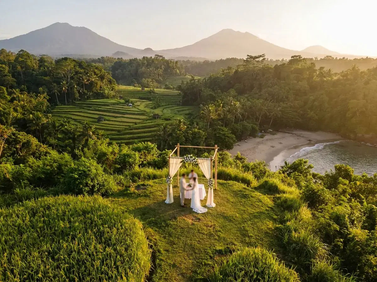 Wedding in Bali, Thailand or the Maldives — infografika tema