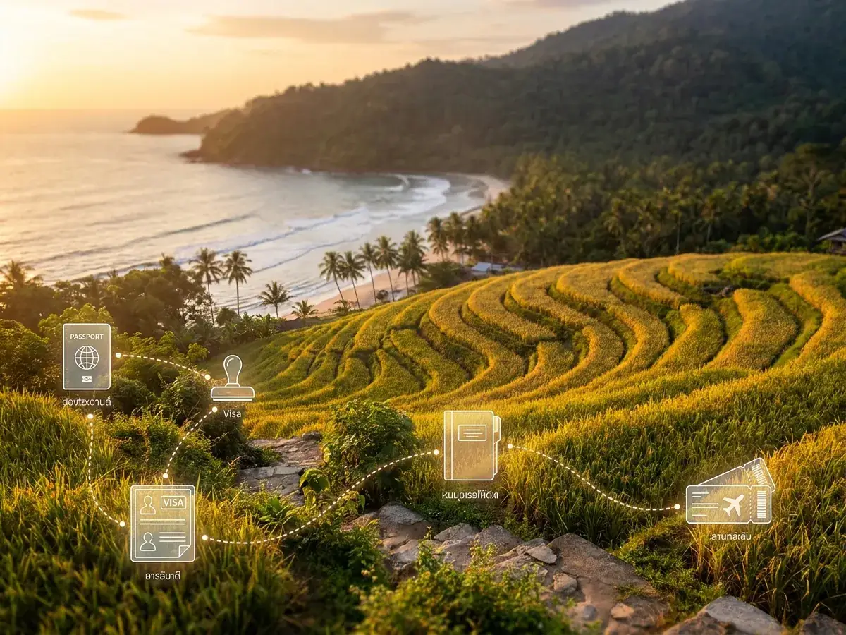 Visa and documents for a trip to Bali — infografika tema