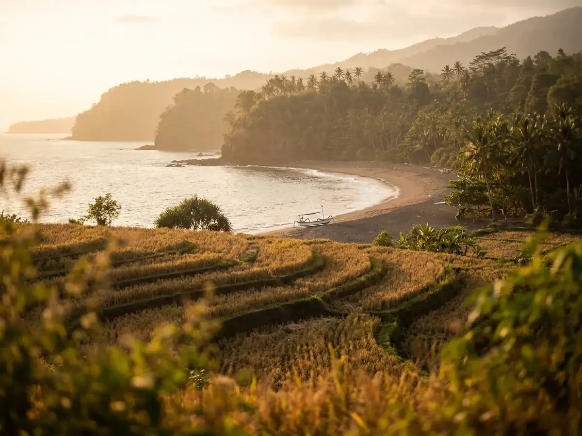Sunset in the dry season in Bali