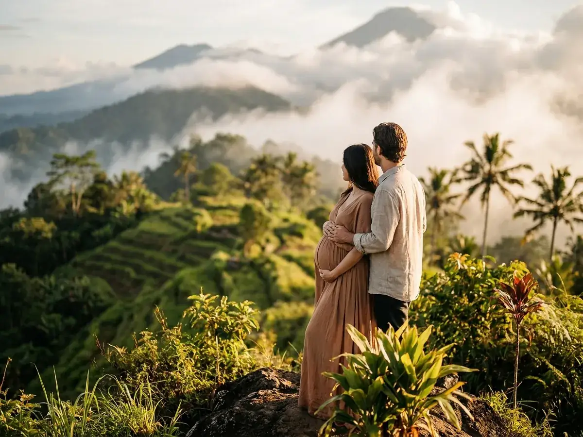 Pregnancy photoshoot in Bali — para v oblakah
