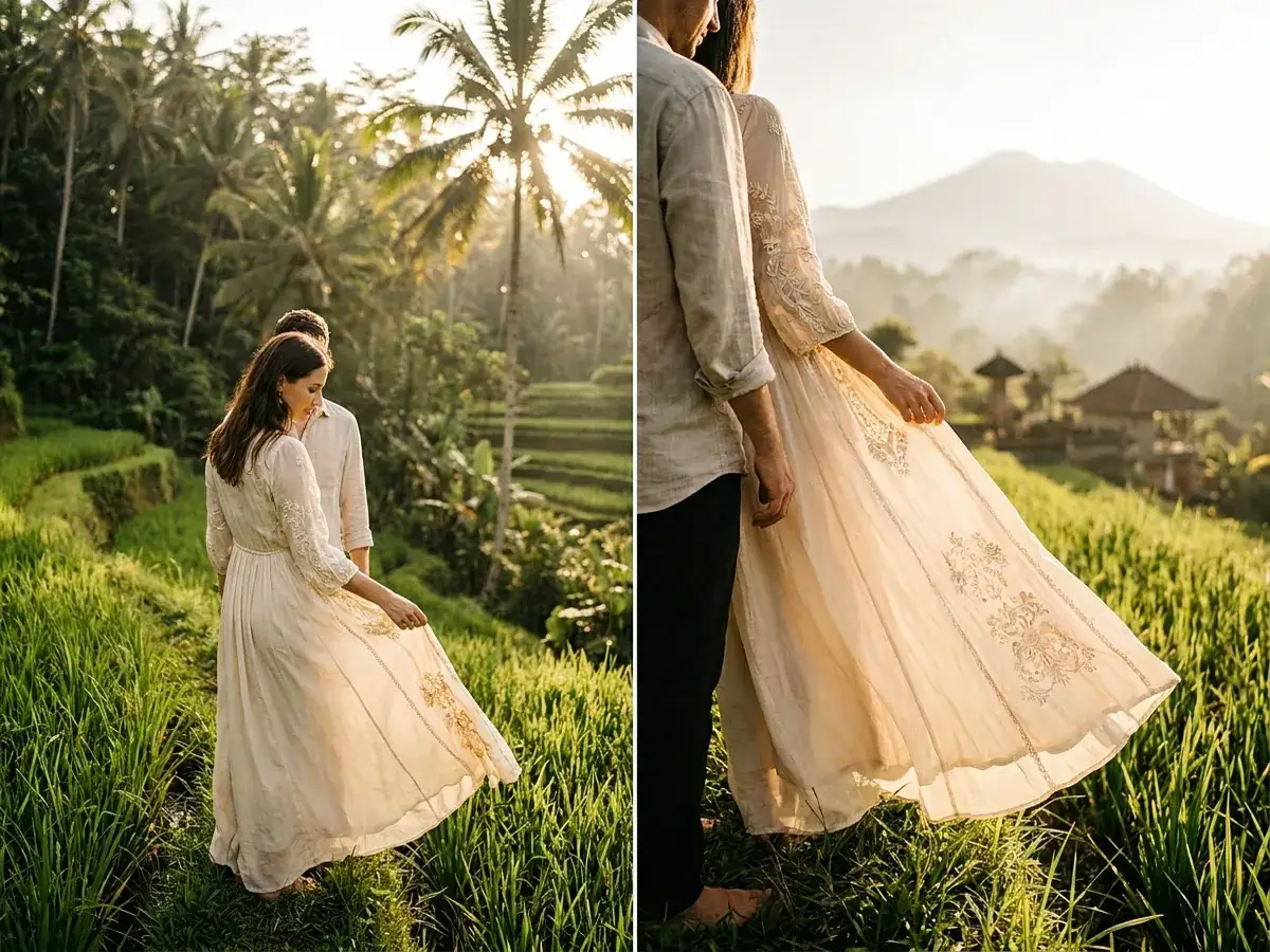 Photoshoot in the jungle and on the rice terraces of Bali — detail platya