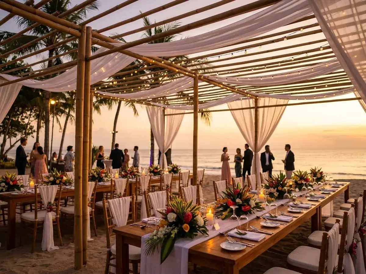 Company corporate gala dinner on a Bali beach