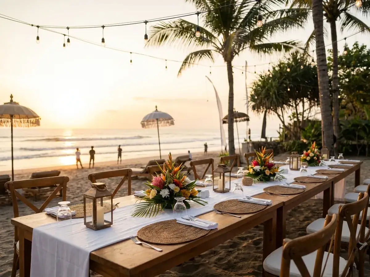 Beach dinner decor — Bali events portfolio