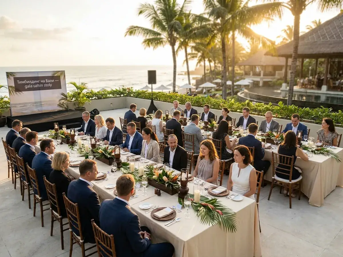 Teambuilding in Bali — gala dinner tables