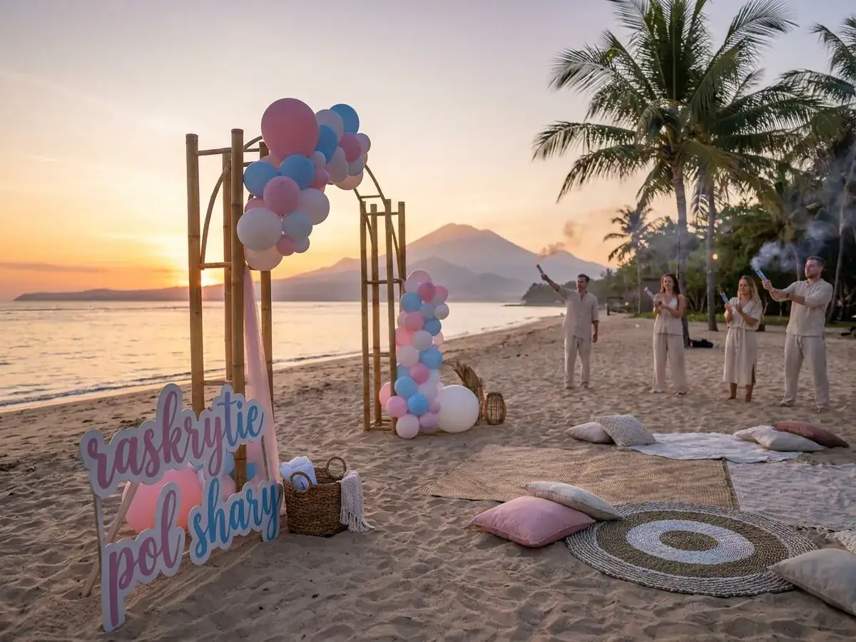 Gender party in Bali — gender reveal balloons — photo 2