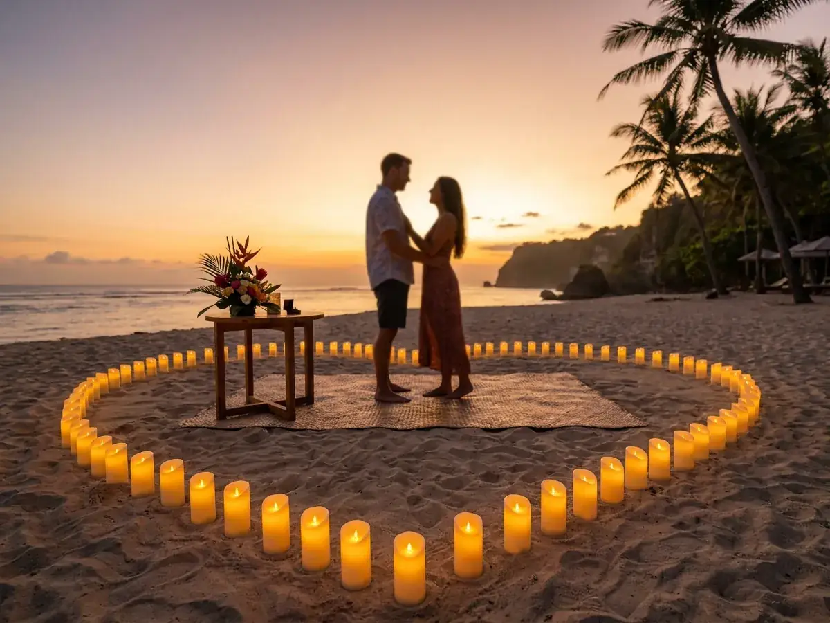 Marriage proposal in Bali — cvety i kolco