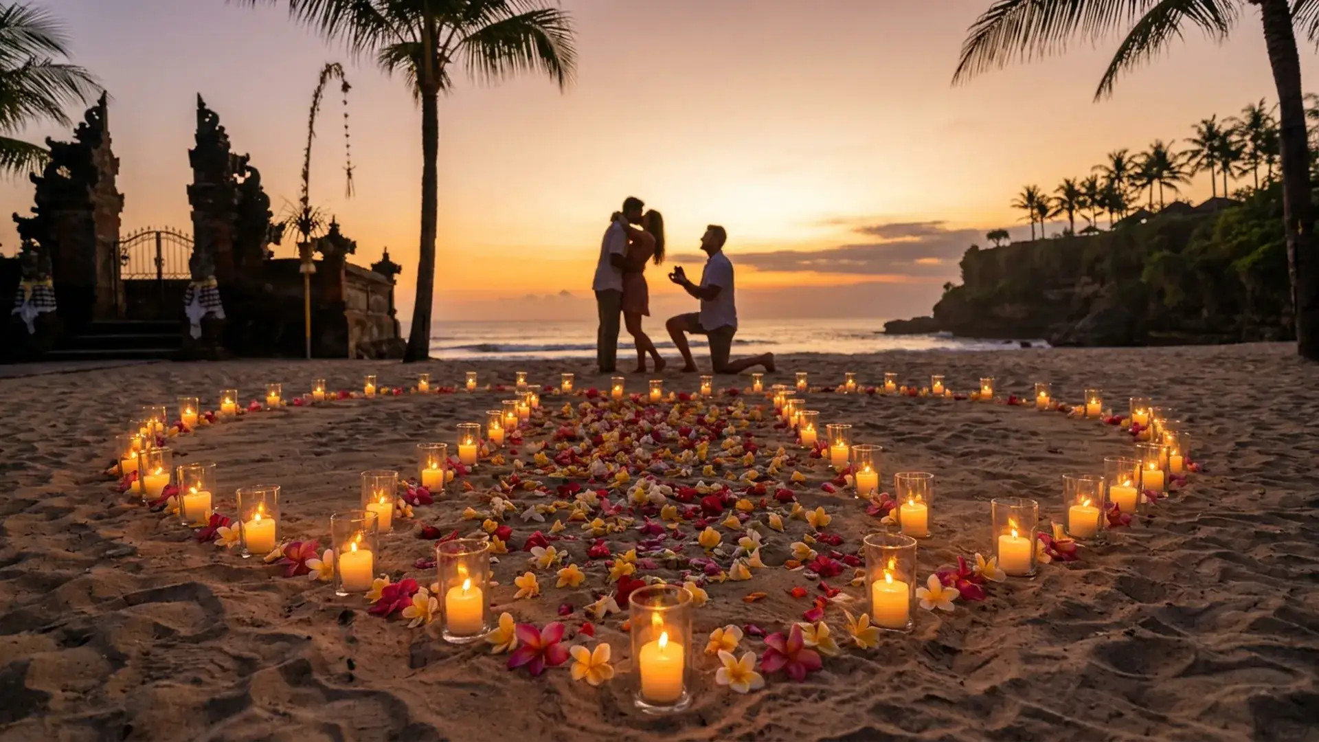 Decor for a proposal with candles in Bali