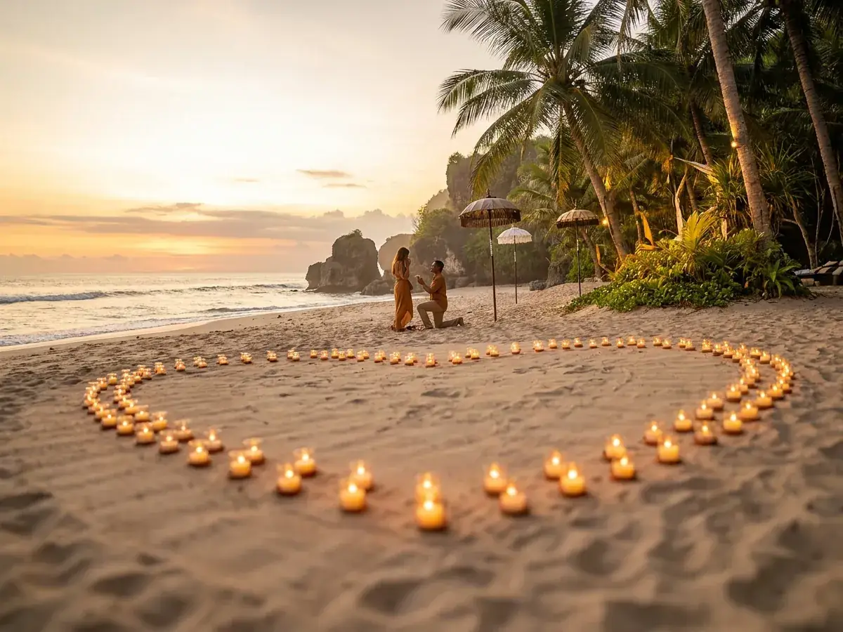Marriage proposal ideas in Bali — svechi na peske