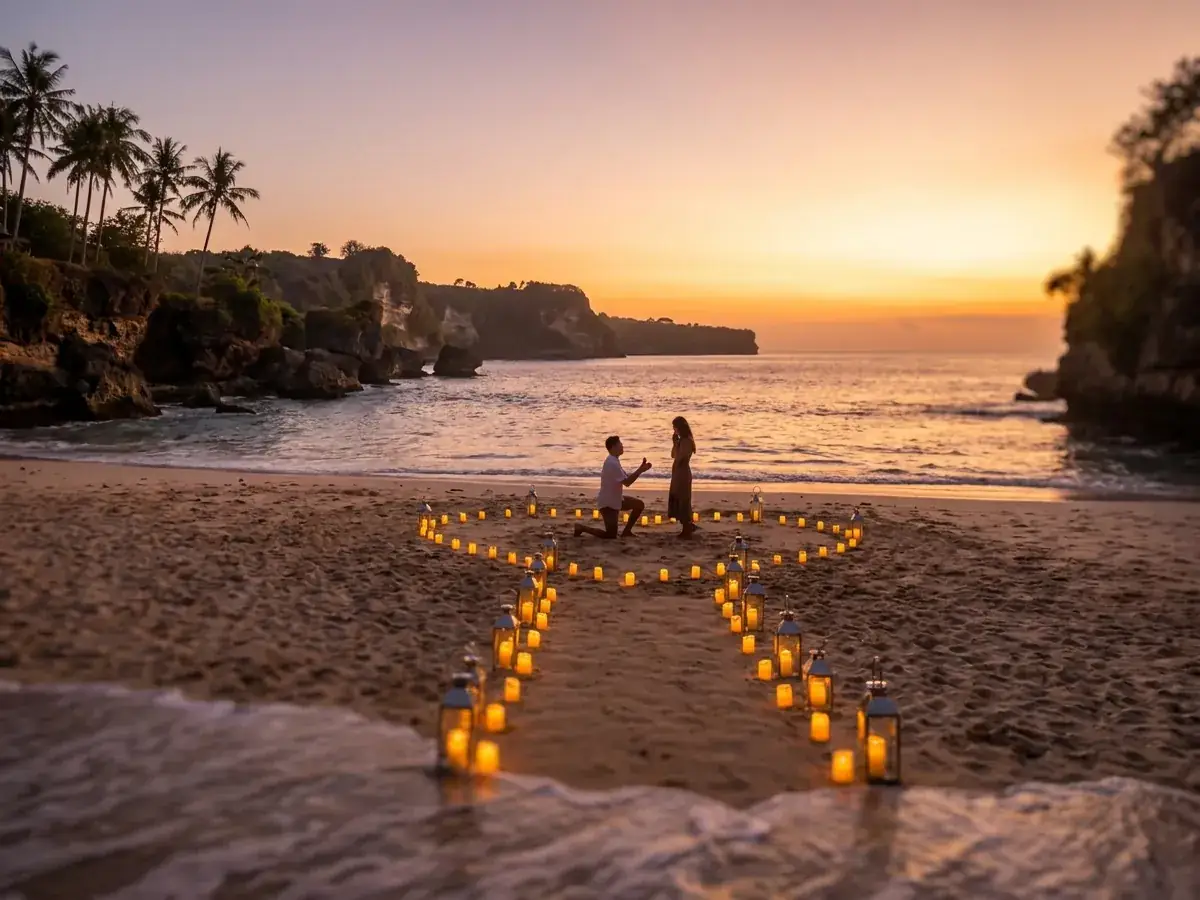 Marriage proposal ideas in Bali — zakat nad okeanom