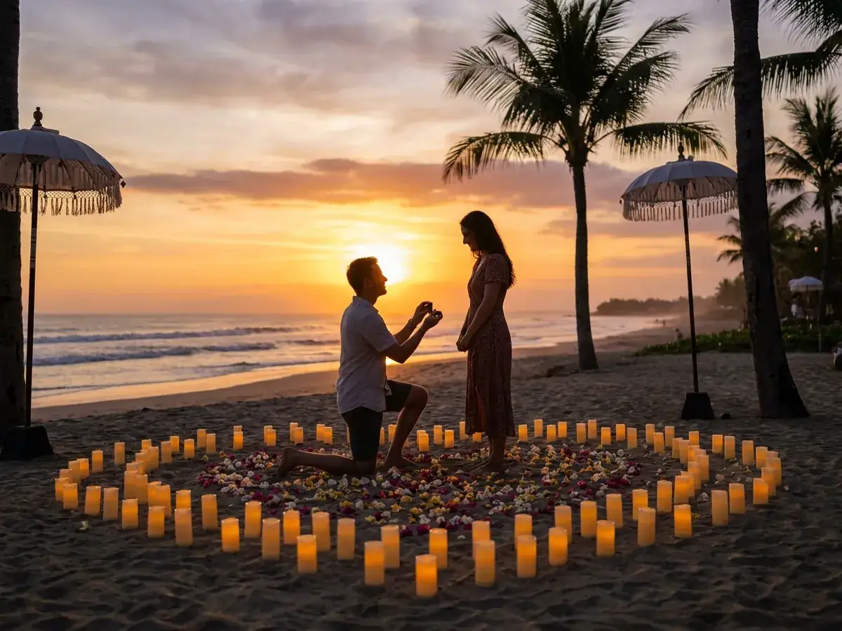 Sunset proposal in Bali — moment da