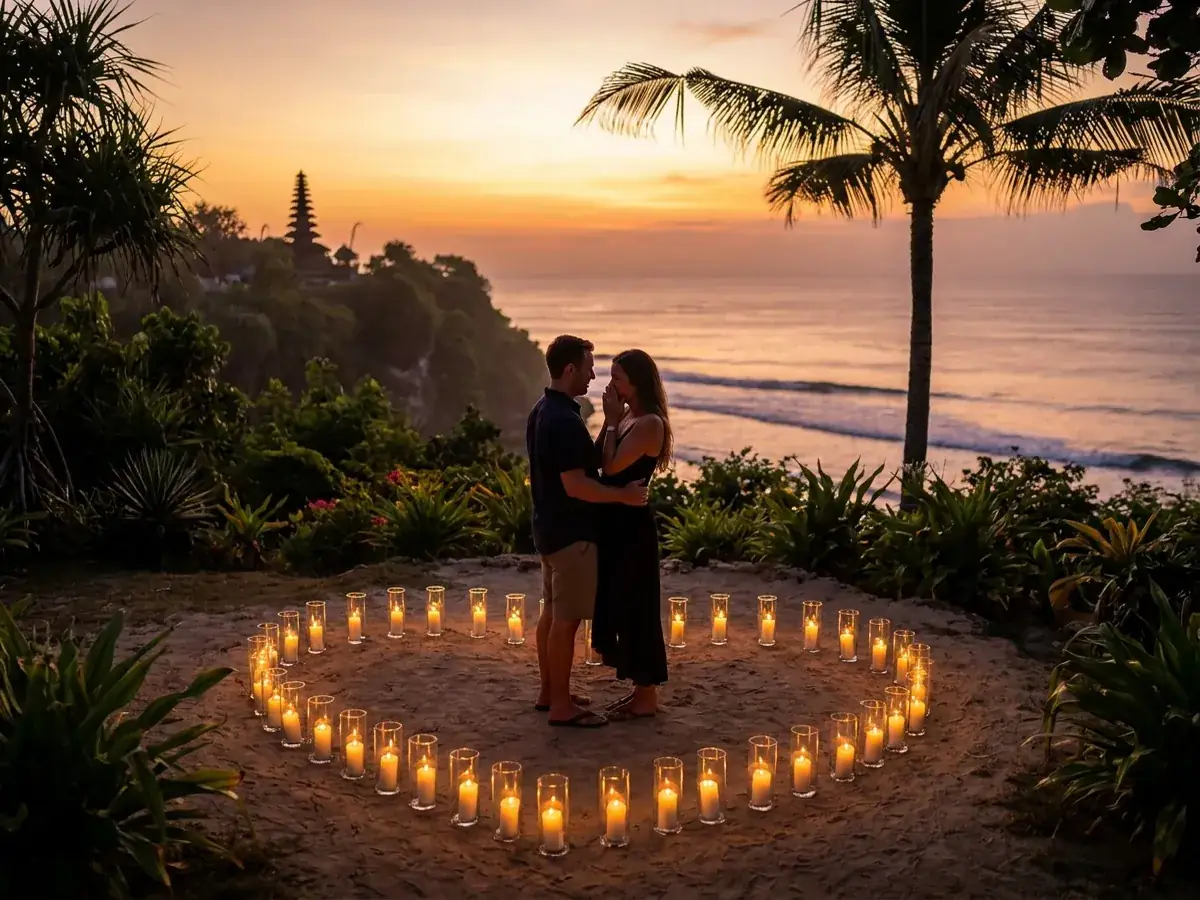Sunset proposal in Bali — para posle predlozheniya