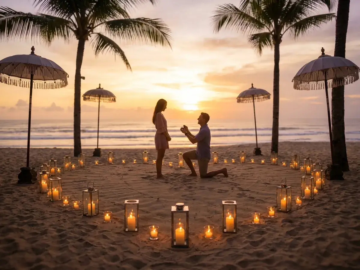 Sunset proposal in Bali — zakat nad okeanom