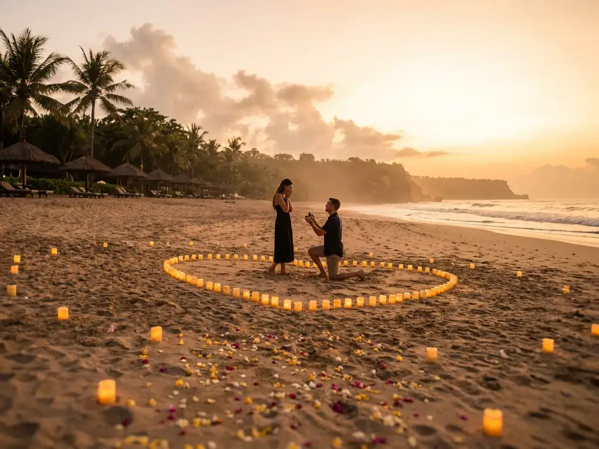 Marriage proposal in Bali — svechi na peske