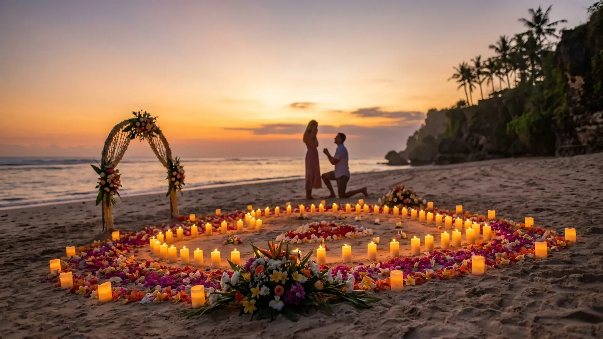Cost of proposal in Bali — candles and decor