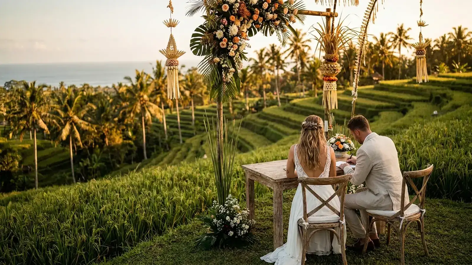 Signing of marriage registration documents in Bali