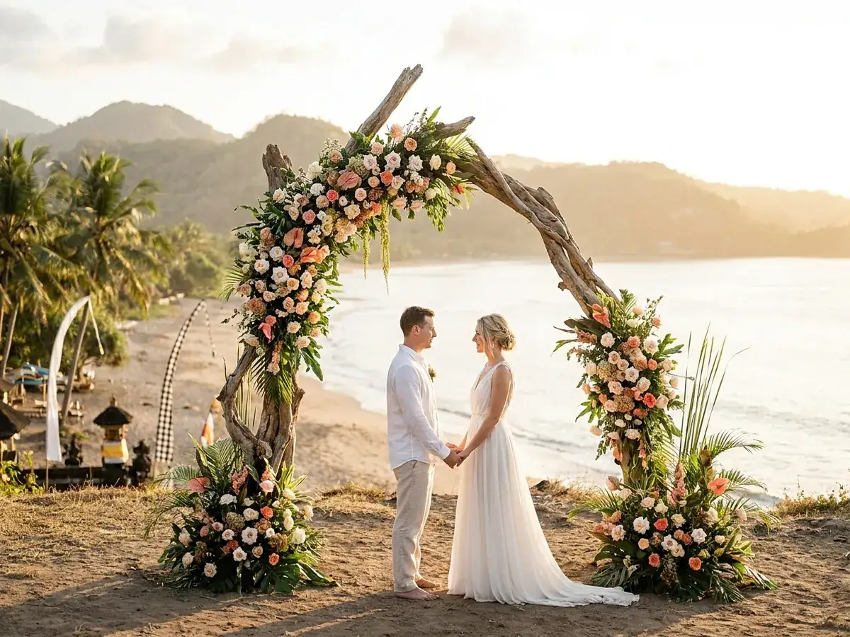Wedding for two in Bali (elopement) — arka s cvetami