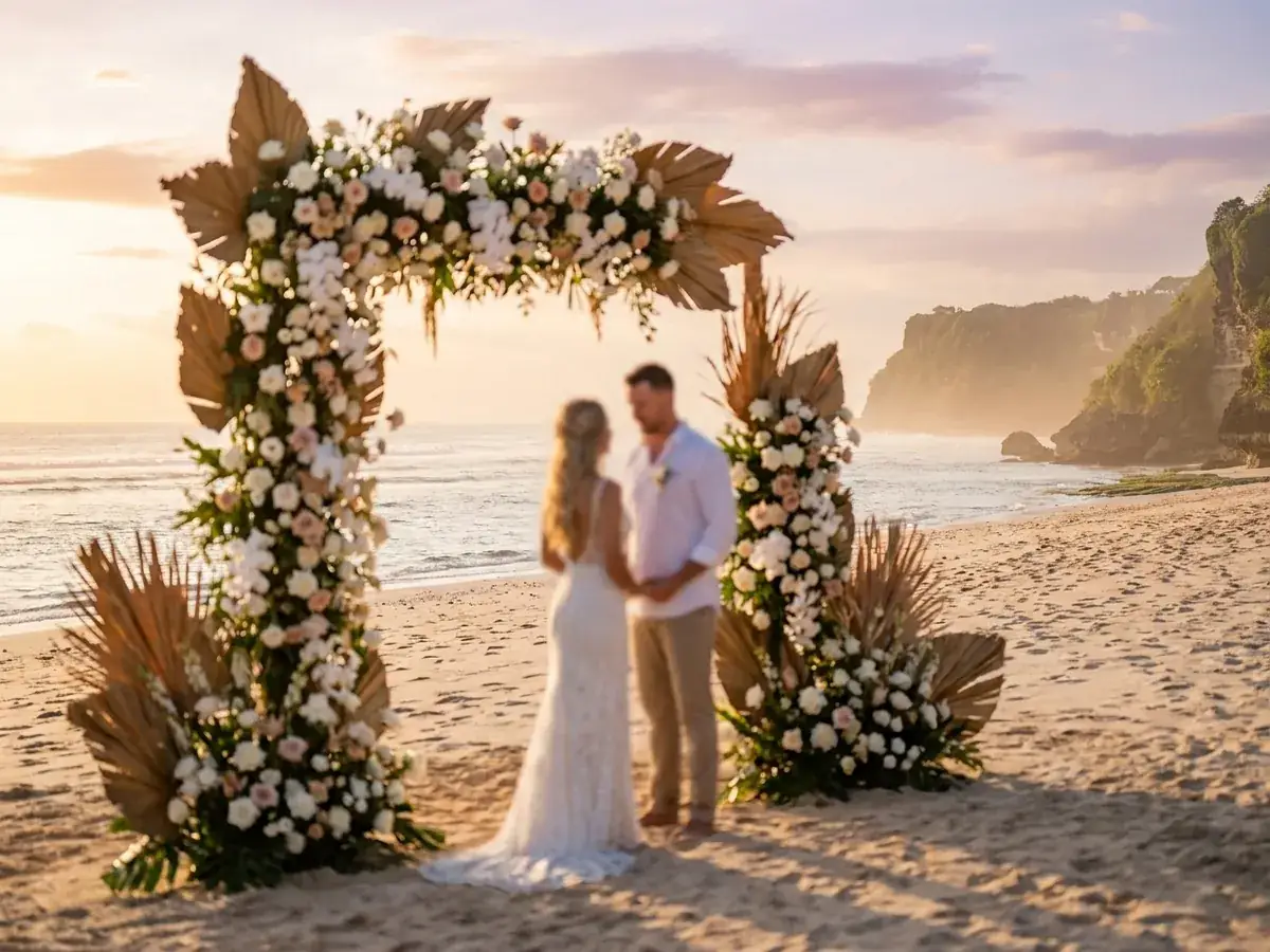 Wedding on a Bali beach — couple on the beach