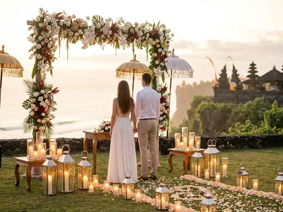Programm und Ablauf des Hochzeitstages auf Bali — dekor svechi vecher
