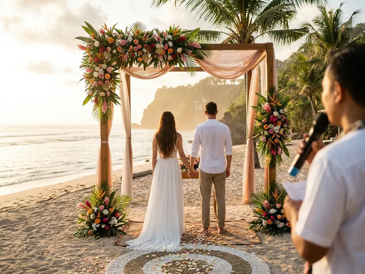 Russischsprachiger Hochzeitsmoderator auf Bali — arka s cvetami