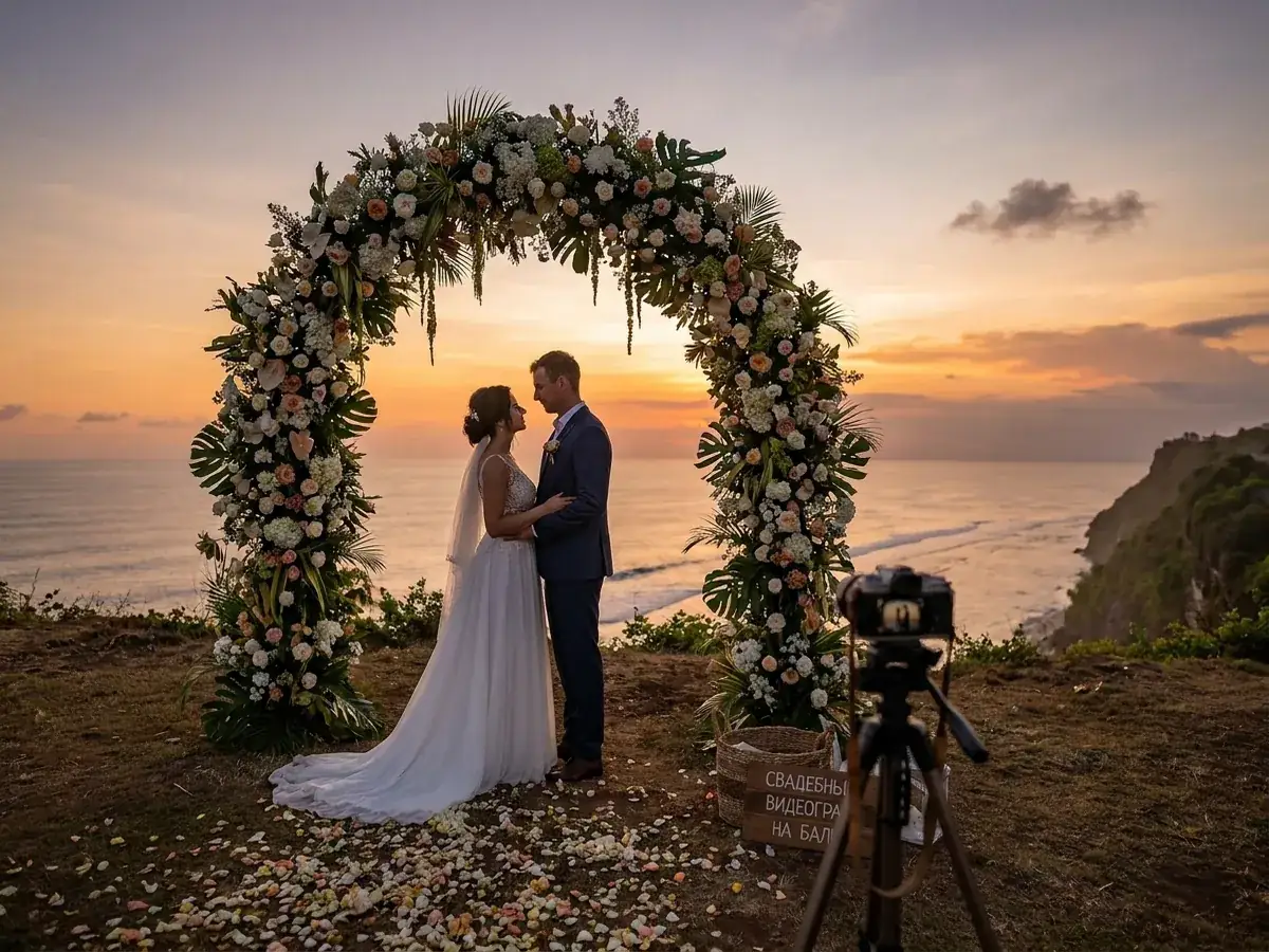 Wedding videographer in Bali — arka s cvetami