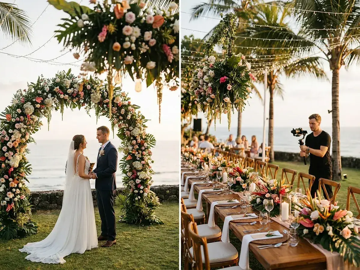Wedding videographer in Bali — banket stol gostej