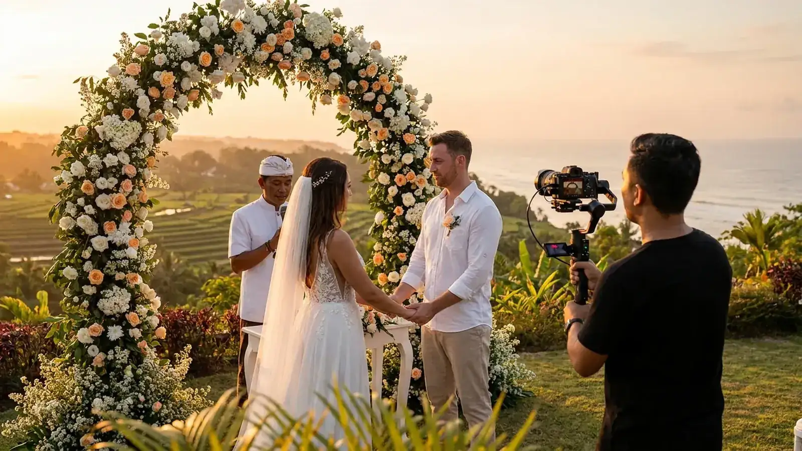 Wedding videography in Bali — videographer behind the camera